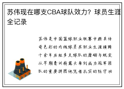 苏伟现在哪支CBA球队效力？球员生涯全记录